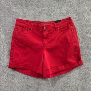 Lane Bryant Girlfriend Shorts Red Womens Size 14 Stretch Rolled Cuffed Denim NWT